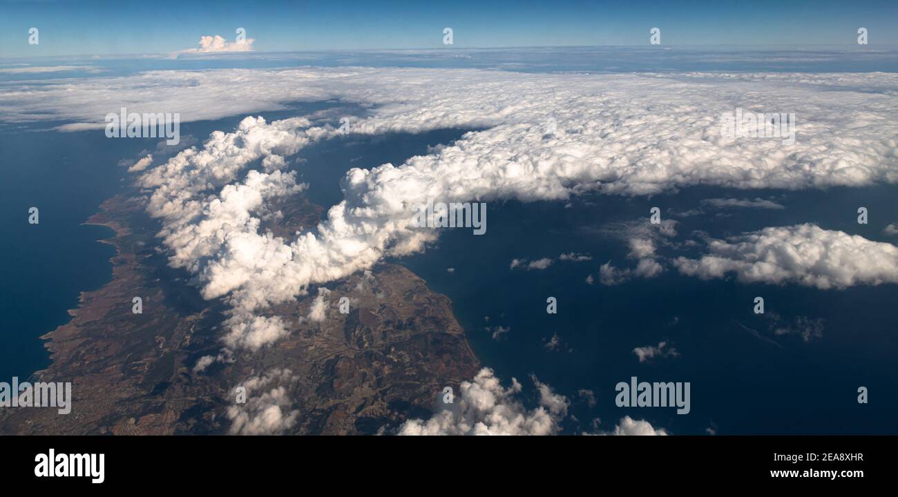 Vista dall'alto della penisola di Karpas dell'isola di Cipro Foto Stock