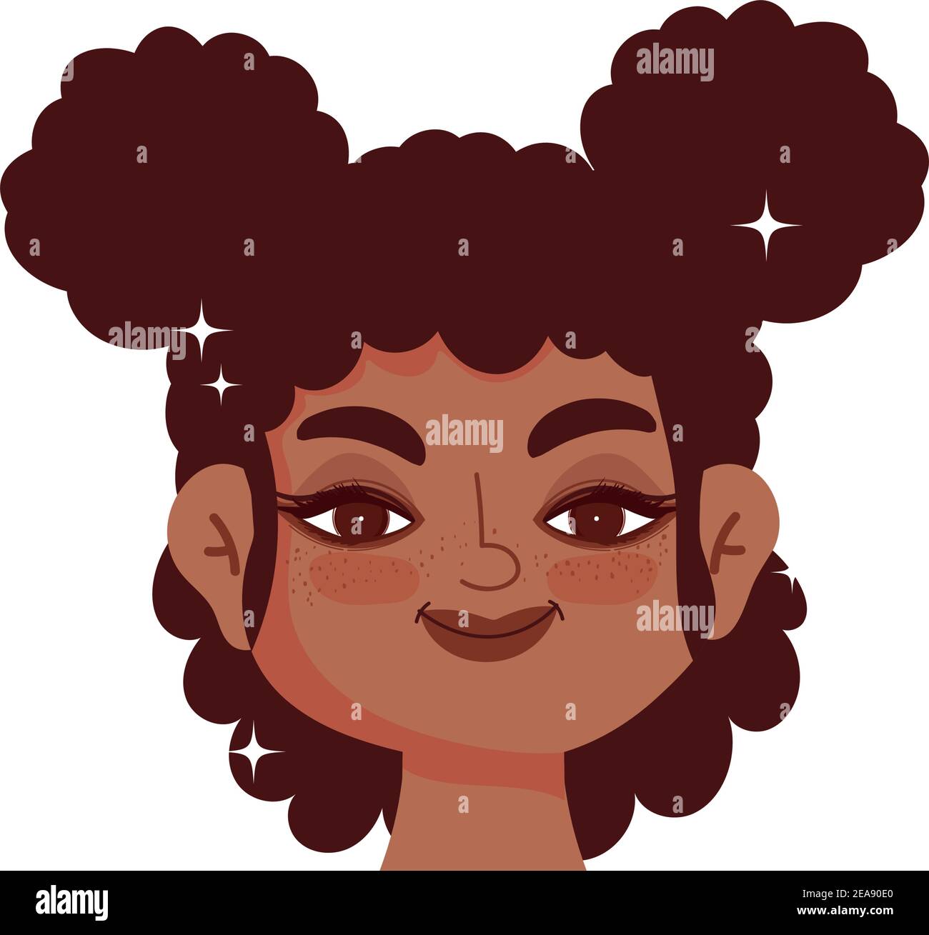 ragazza nera capelli ricci, afro femmina cartoon illustrazione vettoriale Illustrazione Vettoriale