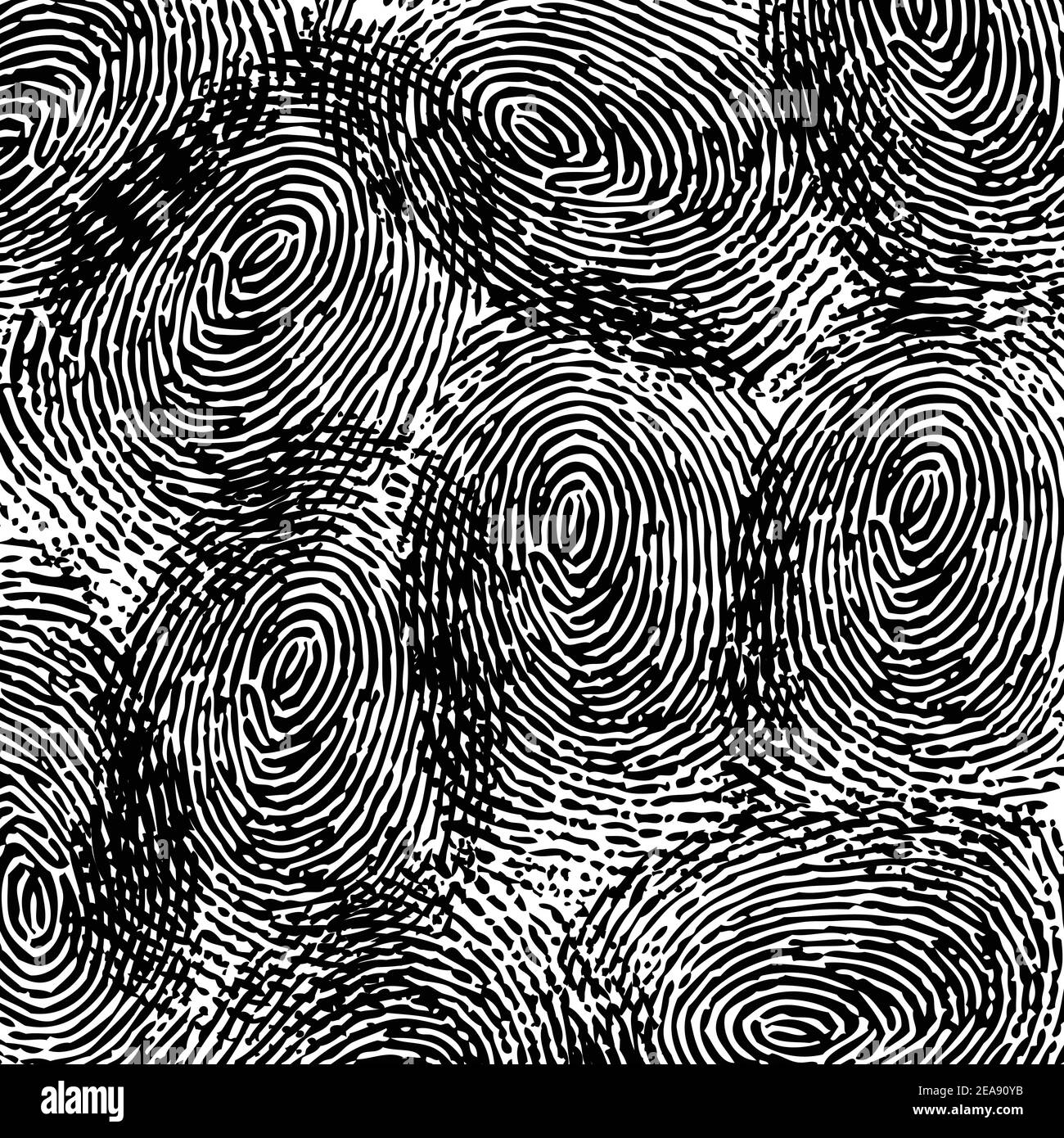 Impronta digitale su sfondo nero Illustrazione Vettoriale