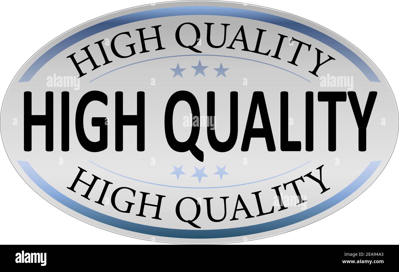 Alta qualità garantita. Blu simbolo di qualità Premium. Illustrazione di stock vettoriale. Illustrazione Vettoriale
