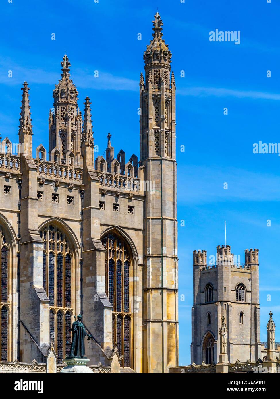 Dettaglio degli edifici al King's College parte dell'Università di Cambridge a Cambridgeshire Inghilterra Regno Unito, che è stato fondato da Re Enrico VI nel 1441. Foto Stock