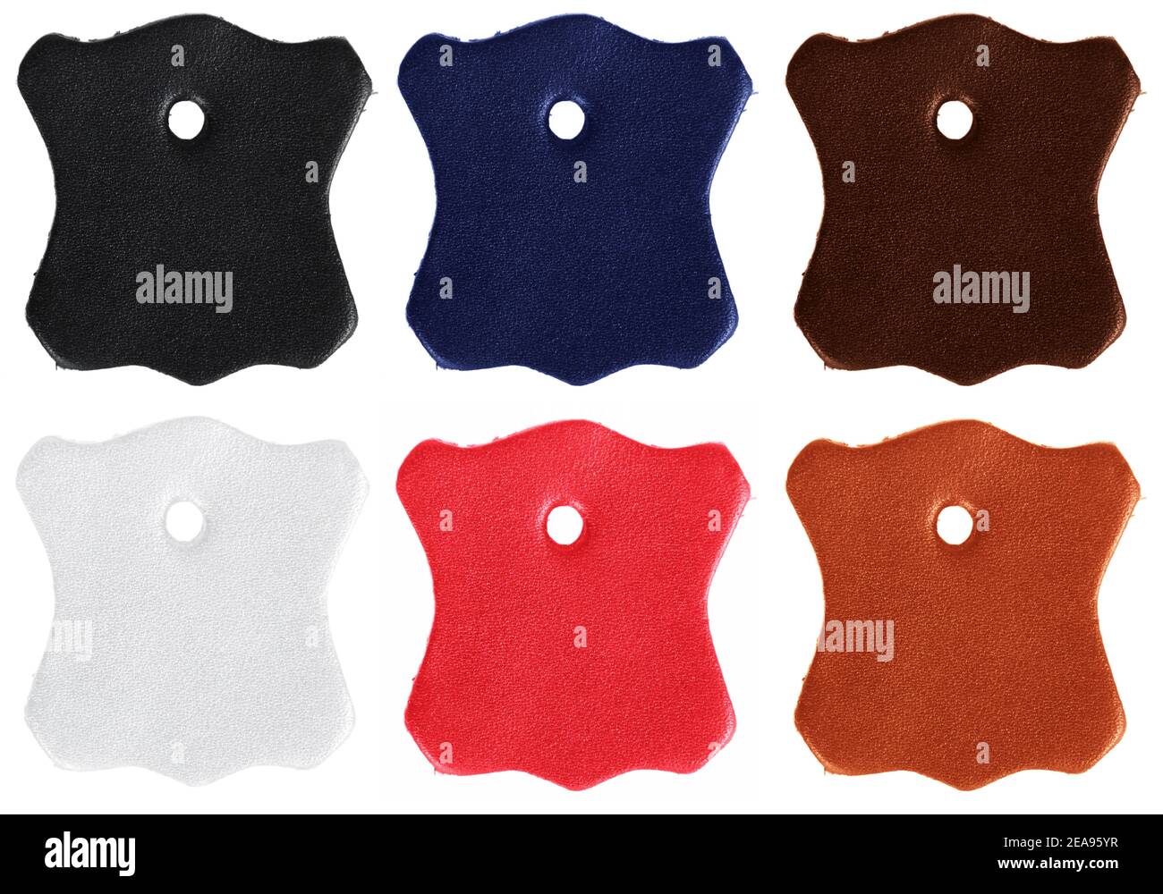 Set di orologi colorati in pelle isolati su sfondo bianco Foto Stock