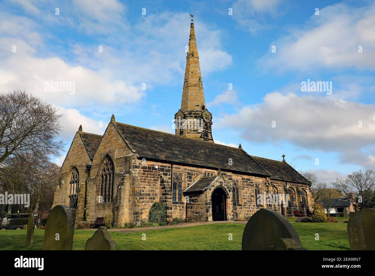 Chiesa Parrocchiale di San Michele ad Aughton, Lancashire, in una fredda mattina di gennaio 2021. Foto Stock