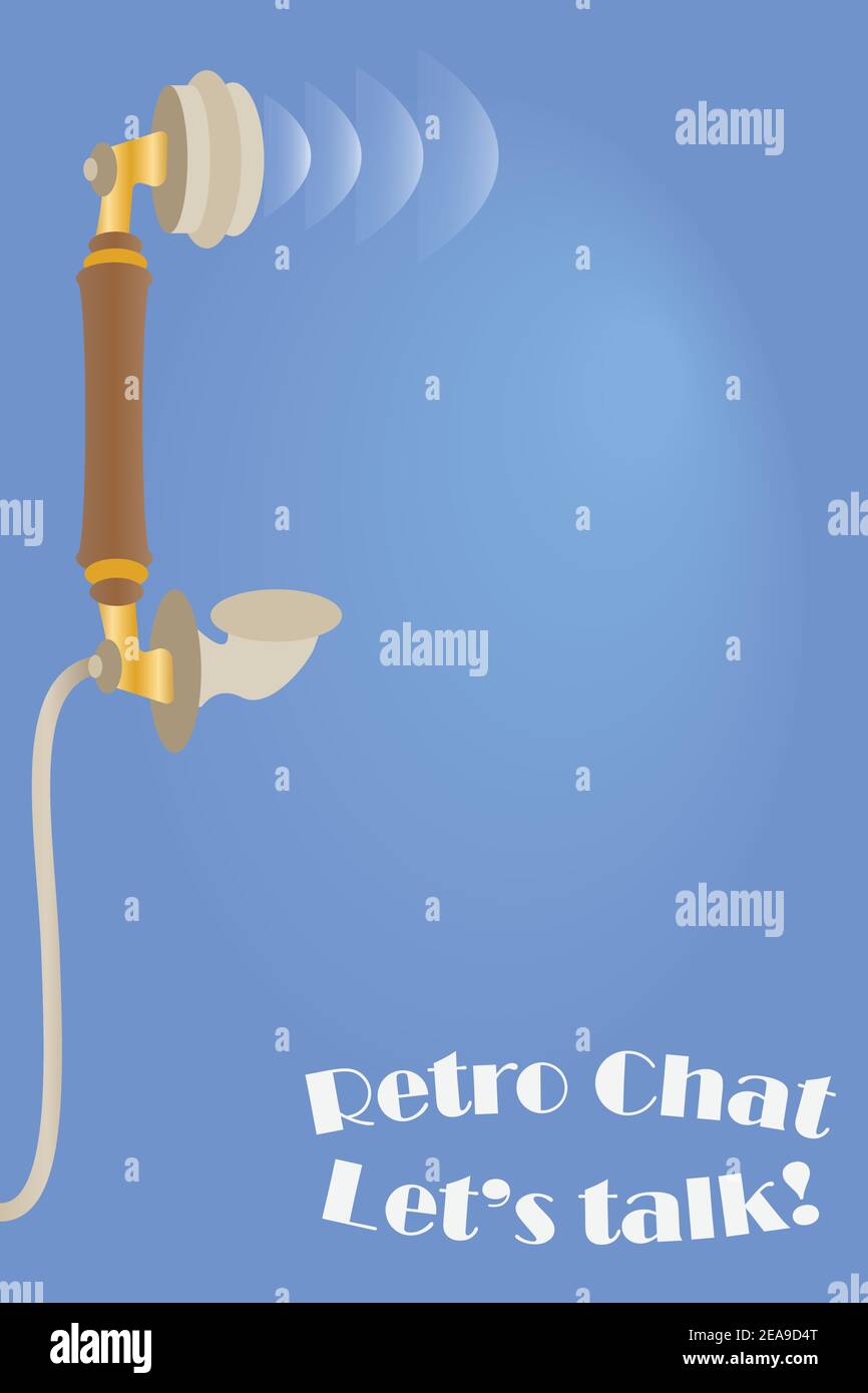 Il vecchio ricevitore telefonico con testo retro Chat consente di parlare! Illustrazione Vettoriale