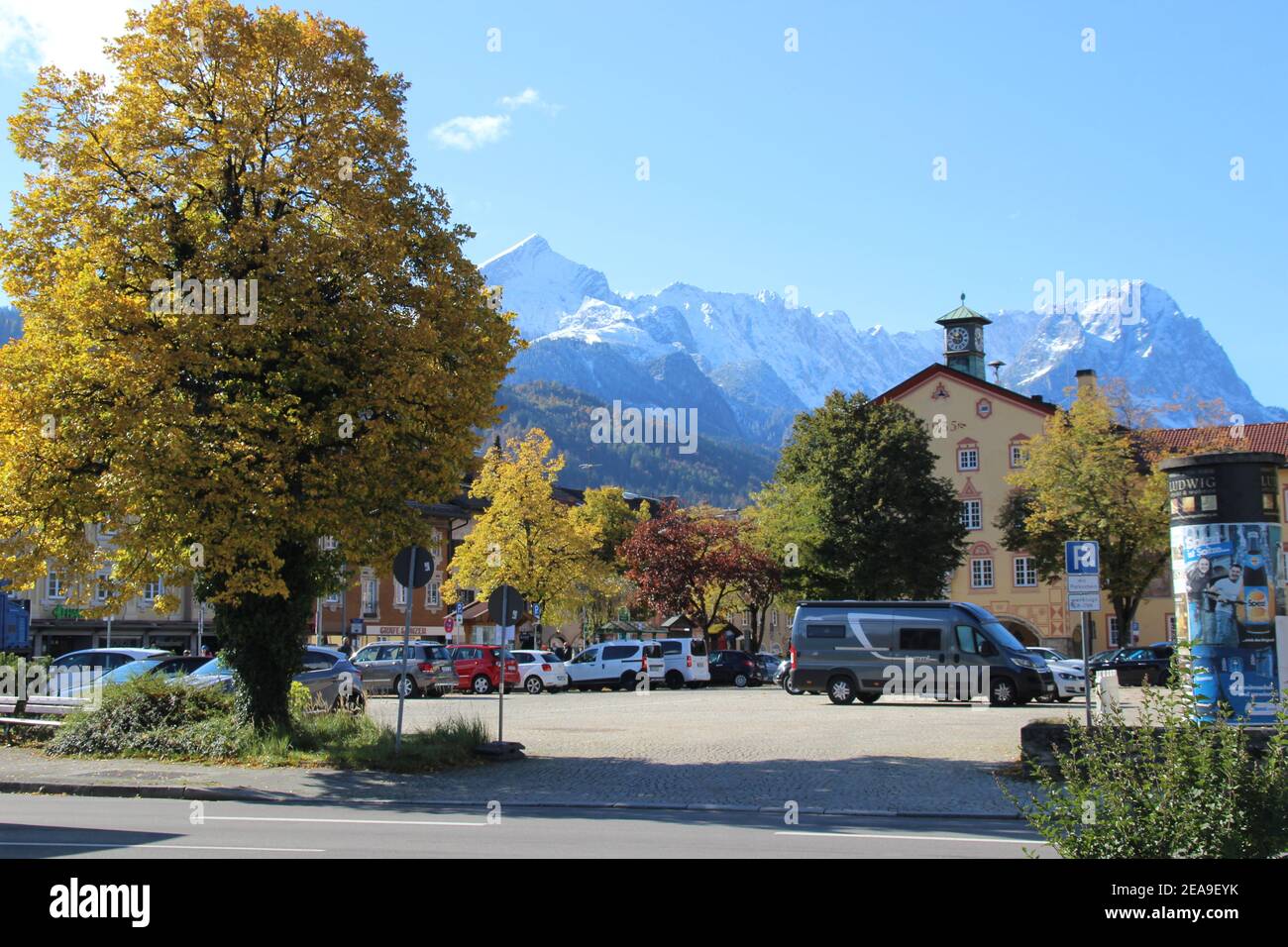 Municipio Garmisch-Partenkirchen, alta Baviera, Baviera, Germania, panorama montano Alpsitze, Zugspitze 2962 m slm. NHN, Foto Stock