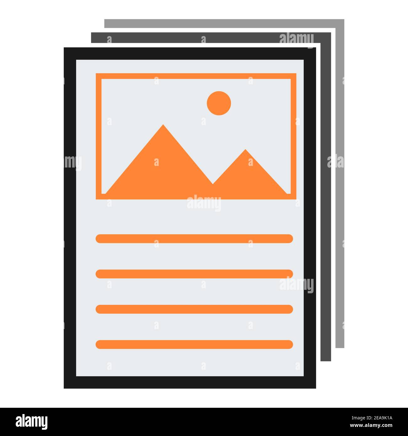 Volantino, brochure simbolo moderno. Icona vettoriale isolata su sfondo bianco per sito web, app, mobil ecc . Illustrazione Vettoriale
