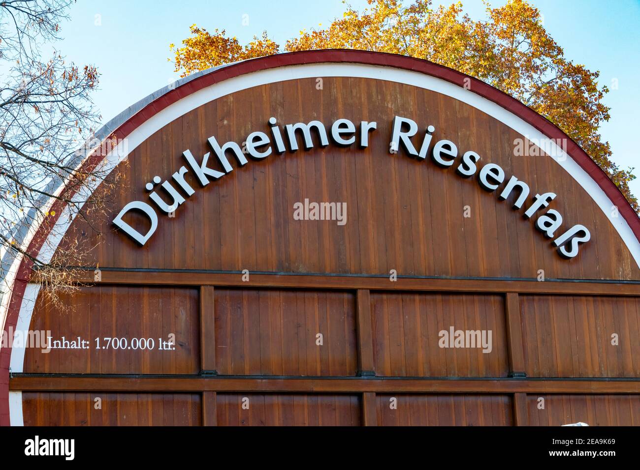 Dürkheim barile gigante, Bad Dürkheim, strada del vino tedesco, Foresta di Palatinato, Renania-Palatinato, Germania Foto Stock