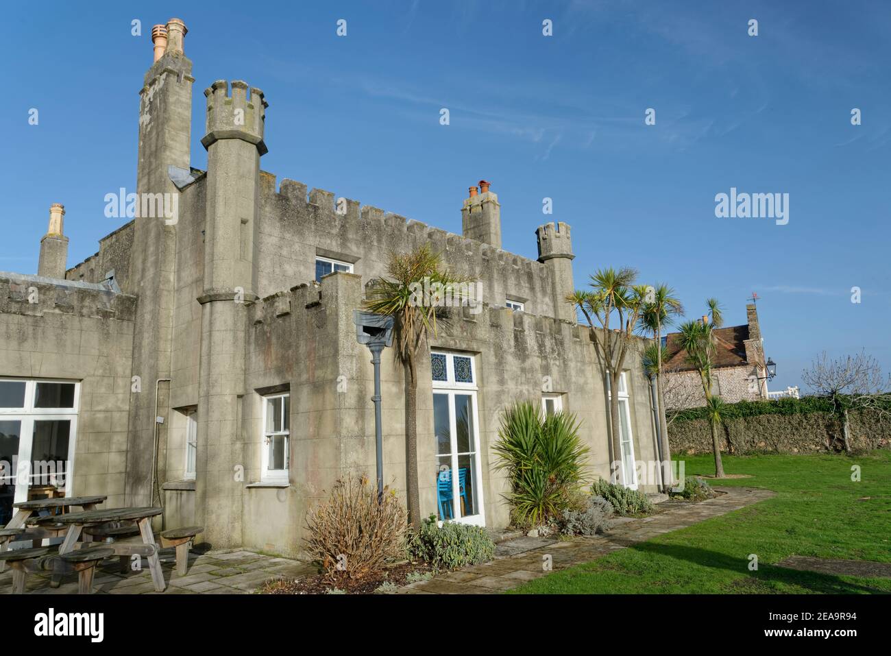 Villano Cafe, Brownsea Island, Poole Harbour, Dorset, Regno Unito, dicembre 2019. Foto Stock