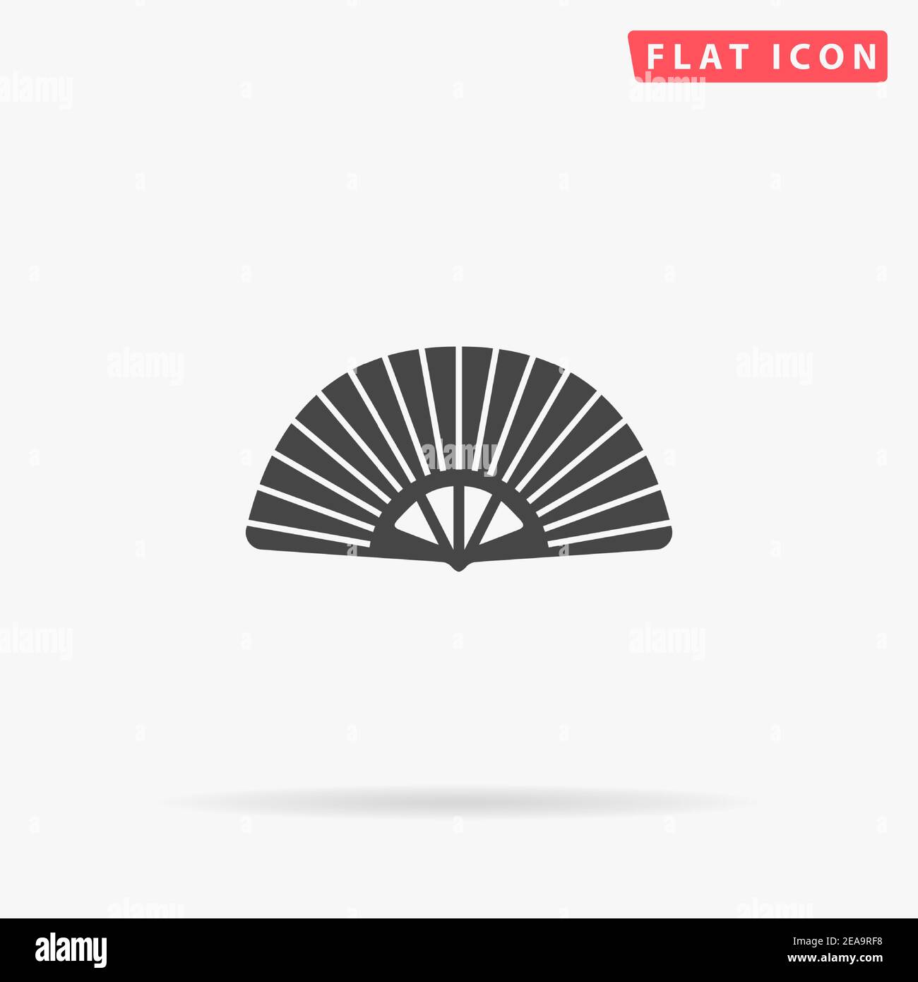 Icona vettoriale piatta della ventola manuale pieghevole giapponese. Illustrazioni di design disegnate a mano. Illustrazione Vettoriale