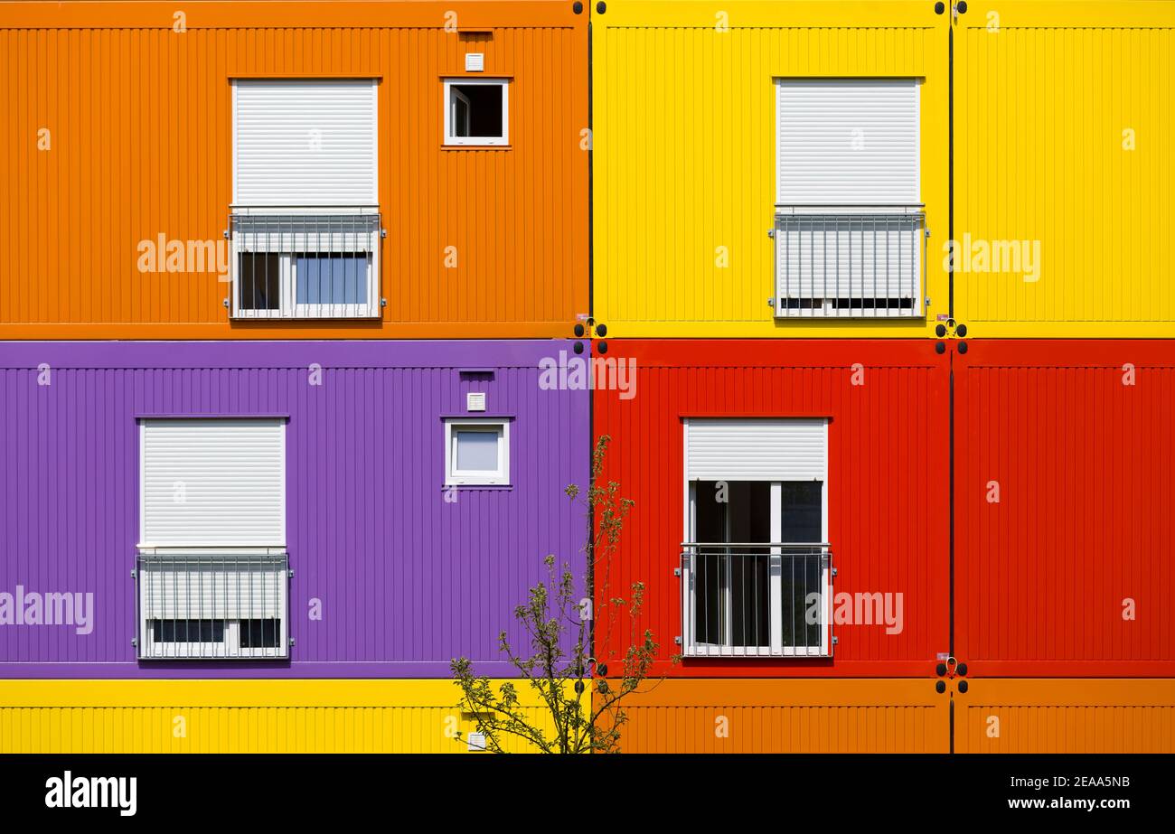 Contenitori mobili colorati, Hannover, bassa Sassonia Foto Stock