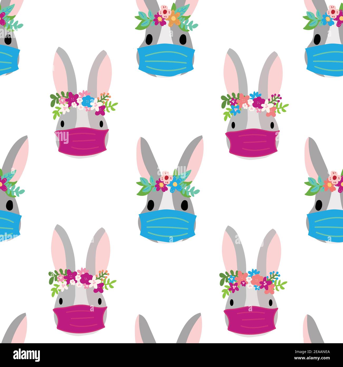 Motivo senza cuciture con pecora su sfondo verde. Sfondo vettoriale Kids ripetuto. Cute animale agnello illustrazione e fiori per tessuto, tessuto Illustrazione Vettoriale