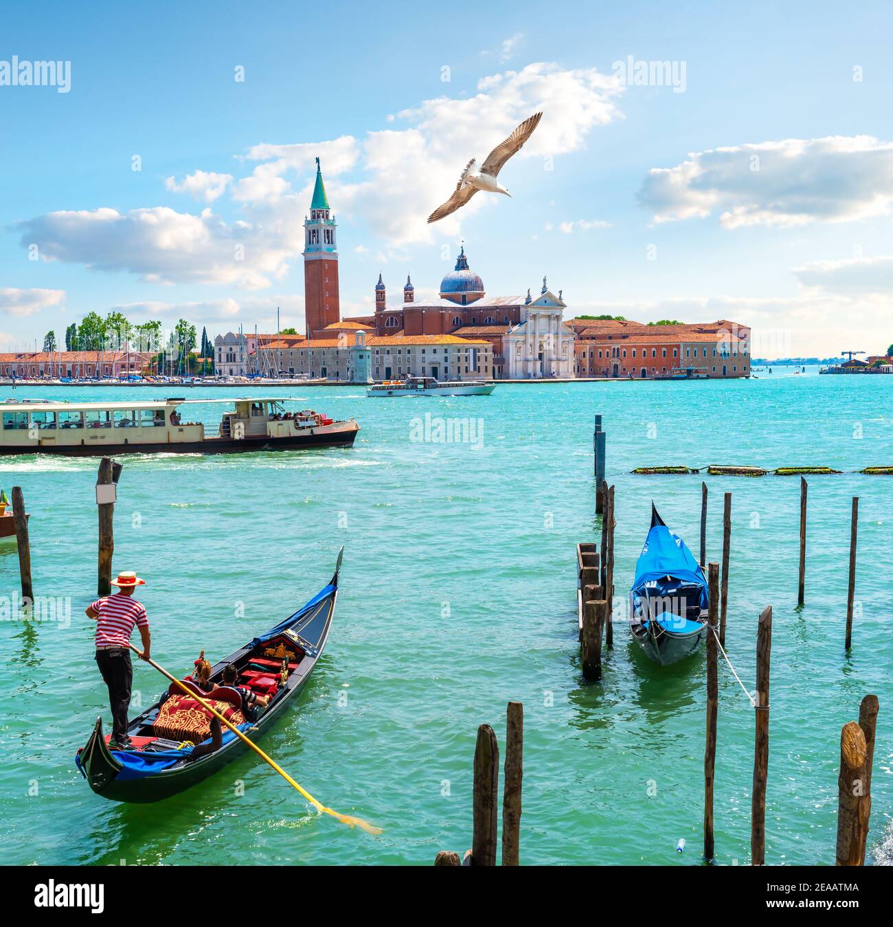 Vacanza a Venezia romantica al giorno d'estate e di sole, Italia Foto Stock