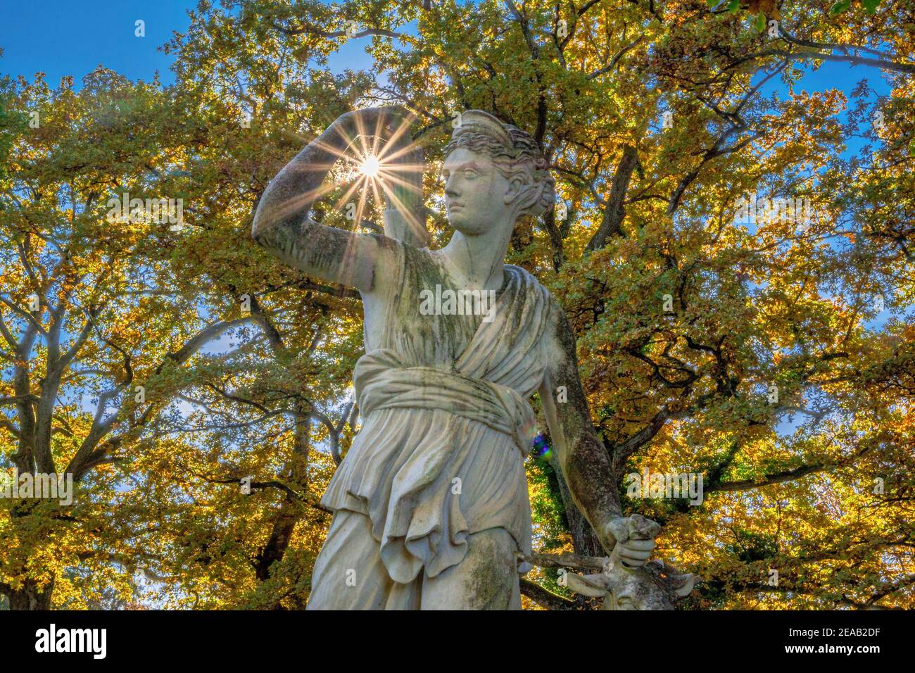 Statua di Diana a Schacky Park, Dießen am Ammersee, Baviera, Germania, Europa Foto Stock