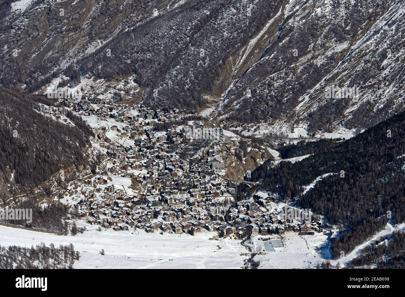 Stazione di sport invernali Saas-Fee, Vallese, Svizzera Foto Stock