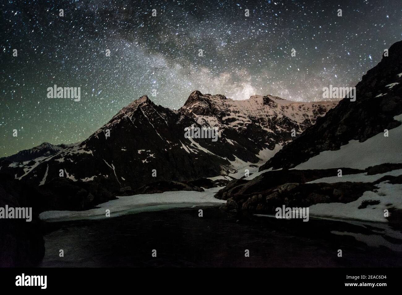 Milky Way mi High Mountains, Steingletscher, Svizzera Foto Stock