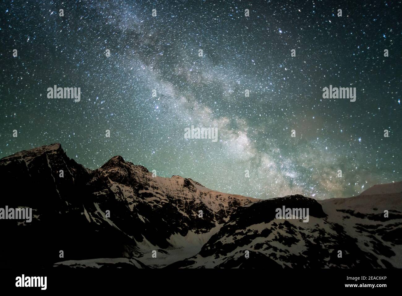 Milky Way mi High Mountains, Steingletscher, Svizzera Foto Stock