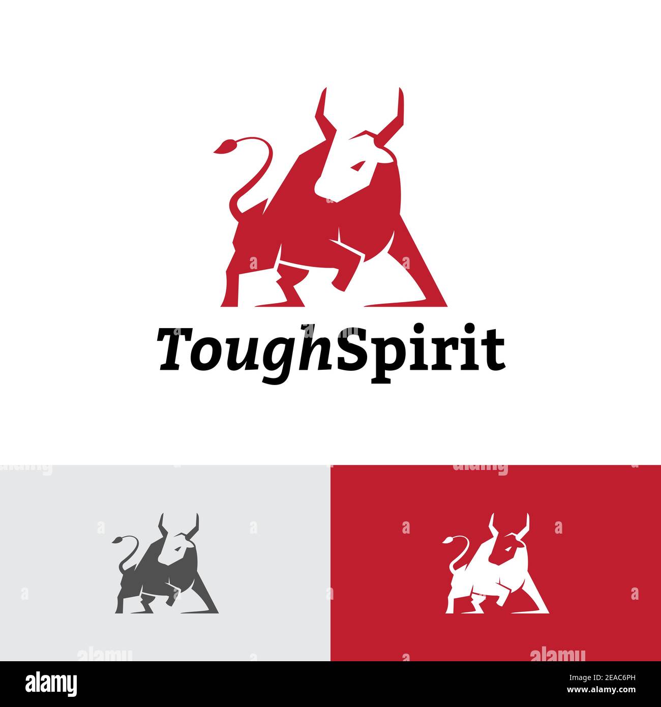 Modello con logo strong Tough Bull Buffalo Spirit Sport Illustrazione Vettoriale