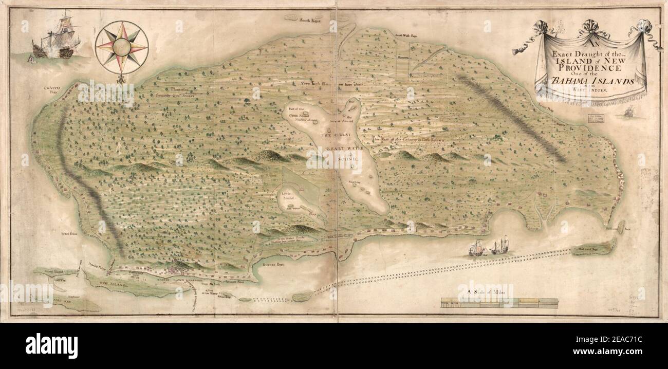 Nuova mappa di Providence 1751. Foto Stock