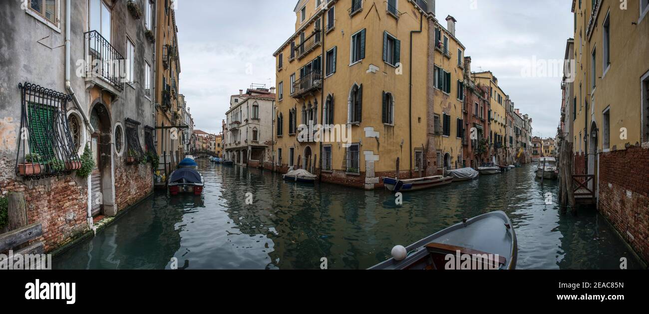 Panoramica dei canali di Venezia Foto Stock