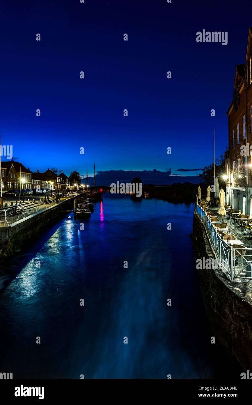 Molo Ribe, Danimarca di notte Foto Stock