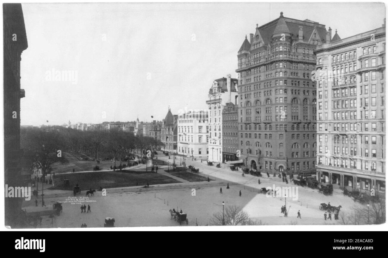 New York City- Plaza, 5th Ave. E 59th St Foto Stock