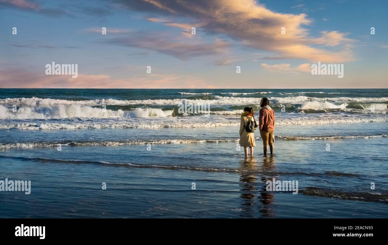 Spiaggia in Gruissan in autunno Foto Stock