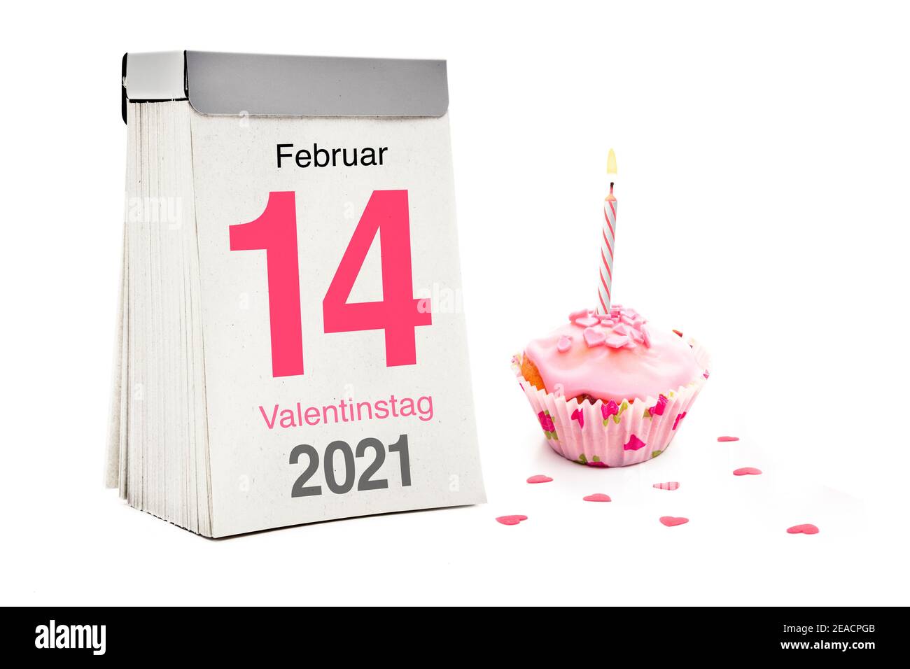 Calendario e muffin per San Valentino Foto Stock