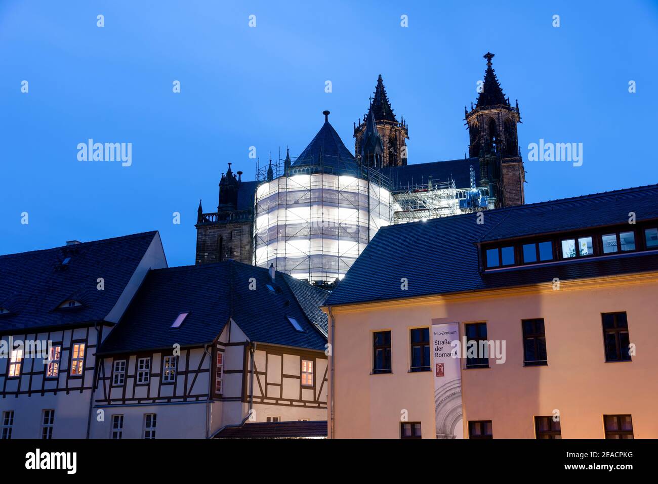 Germania, Sassonia-Anhalt, Magdeburgo, Cattedrale di Magdeburgo, impalcature, restauro del coro orientale. Foto Stock