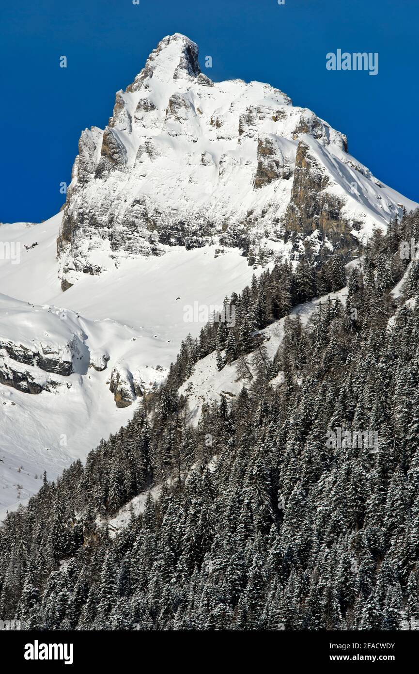 Petit Muveran in inverno, Alpi Bernesi, Ovronnaz, Vallese, Svizzera Foto Stock