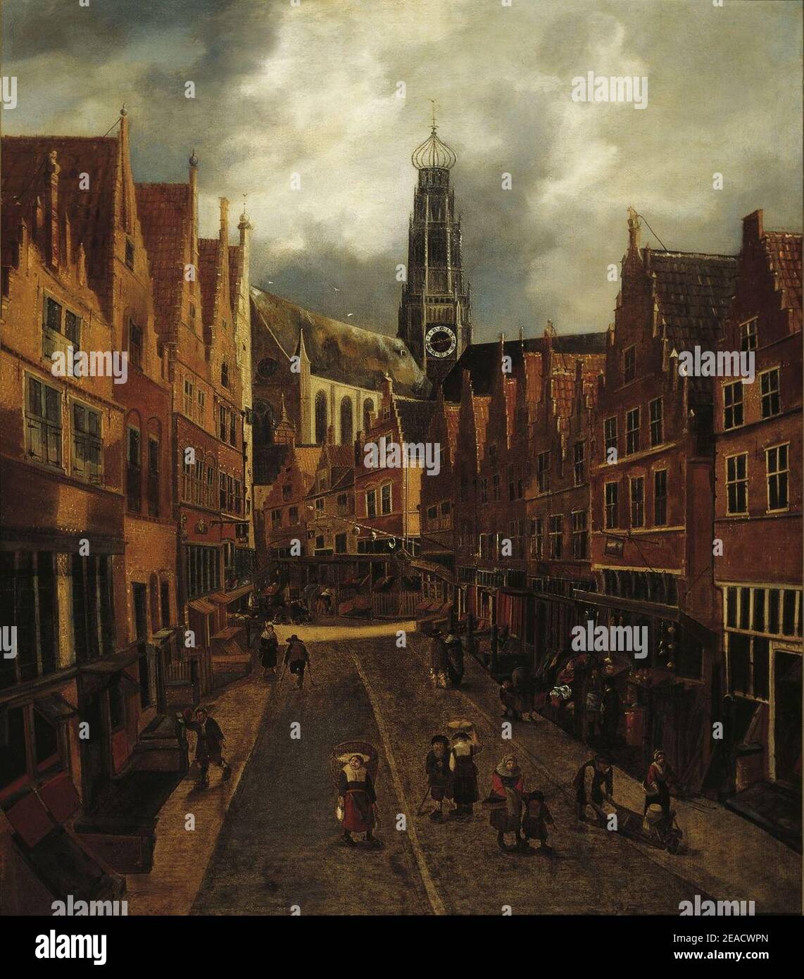 Nicolaes Hals - Haarlem nella Grote Houtstraat guardando a nord verso Grote Kerk FHM OS-i-123. Foto Stock