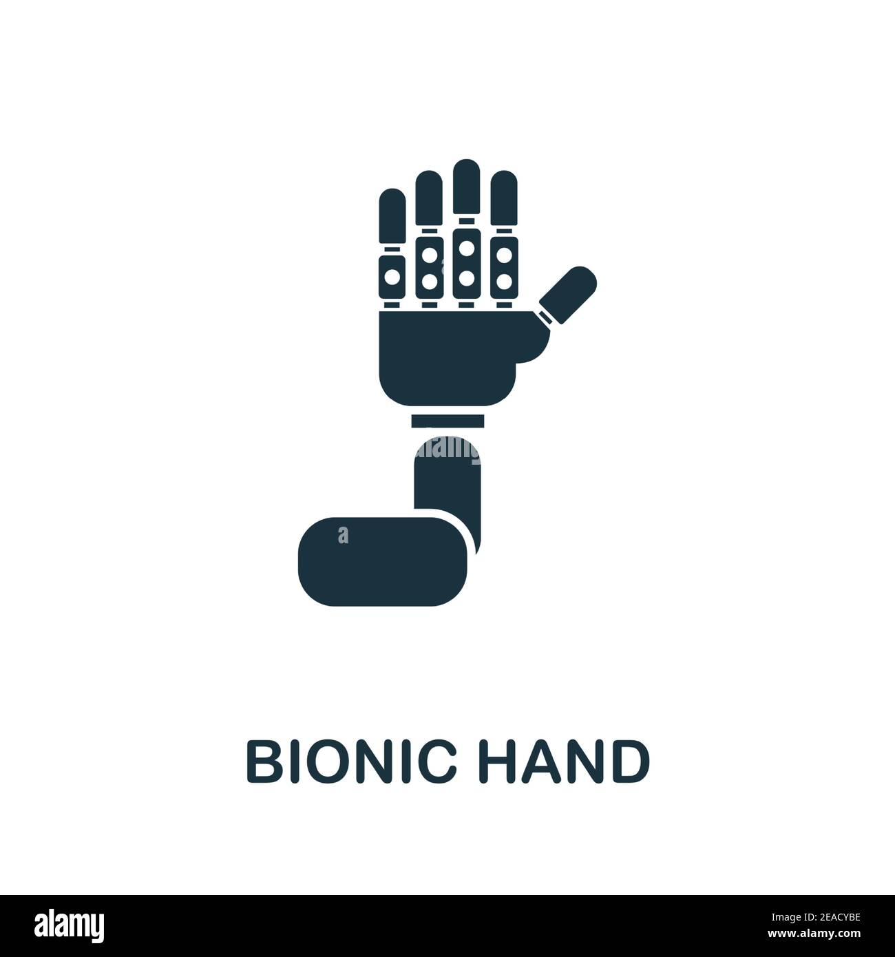 Icona della mano bionica. Elemento semplice della raccolta di tecnologie. Icona a mano bionica monocromatica riempita per modelli, infografiche e banner Illustrazione Vettoriale
