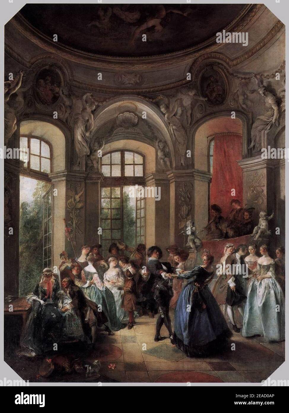 Nicolas Lancret - Danza in un padiglione - Foto Stock