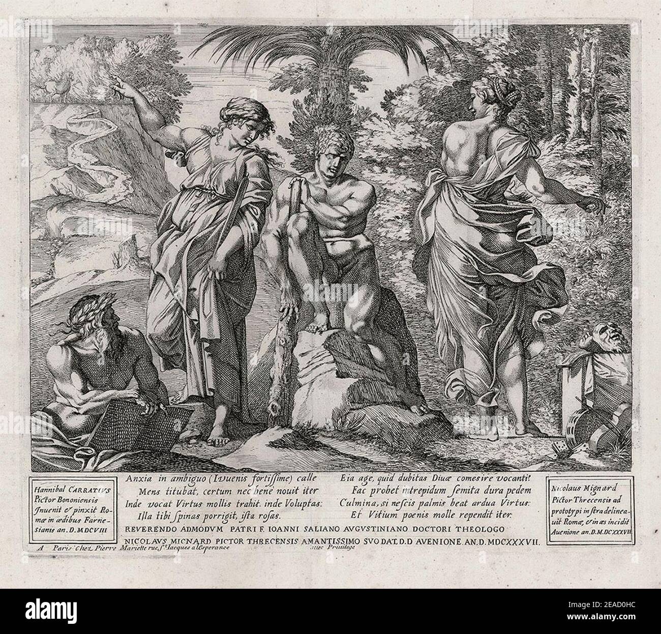 Nicolas Mignard, Hercules al bivio dopo Annibale Carracci. Foto Stock