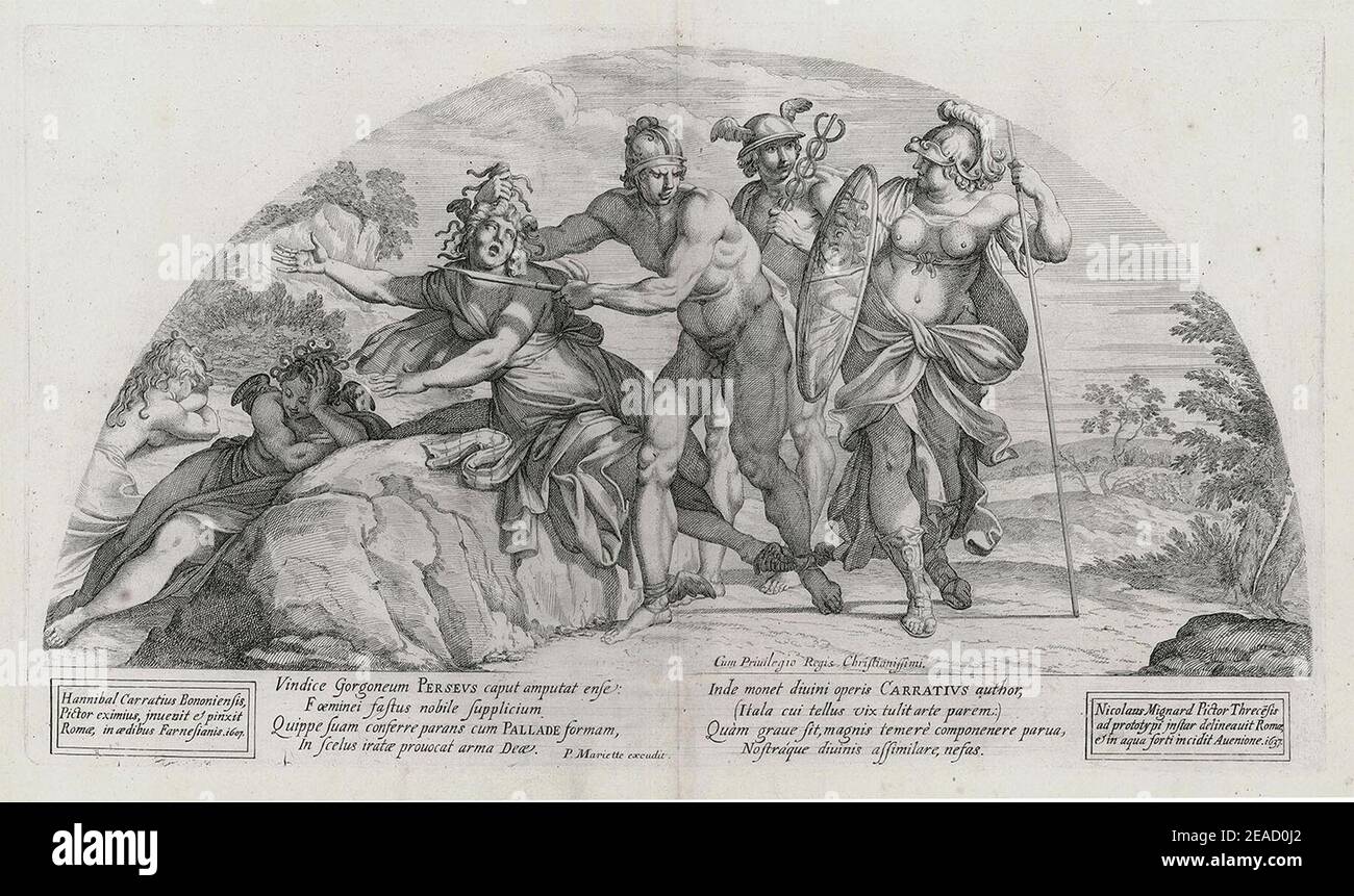 Nicolas Mignard, Perseus e Medusa dopo Annibale Carracci. Foto Stock