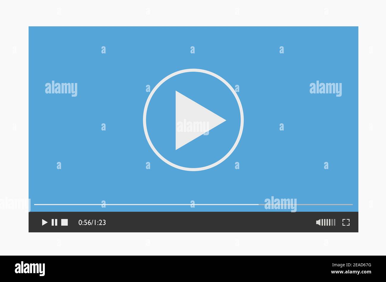Modello di design moderno per lettori video per applicazioni mobili in stile piatto. Illustrazione Vettoriale