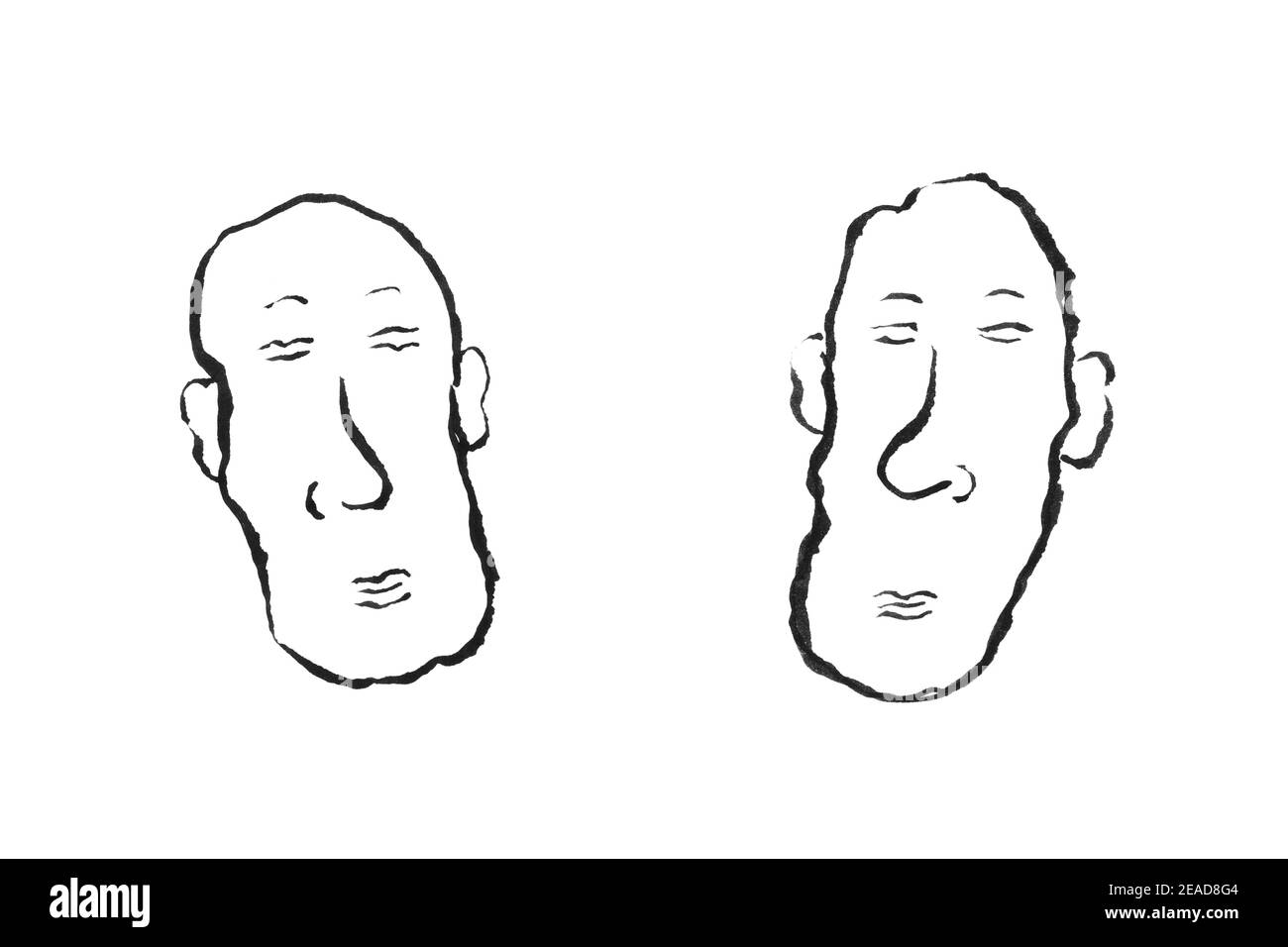 volto umano, inchiostro nero naturale linea arte, illustrazione, belle arti Foto Stock