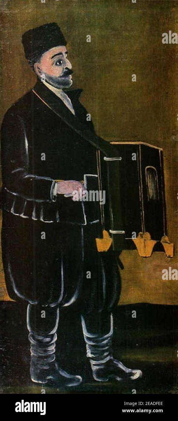 Niko Pirosmani. ''Organ-Grinder''. Olio su tela, 107x47 cm. Foto Stock