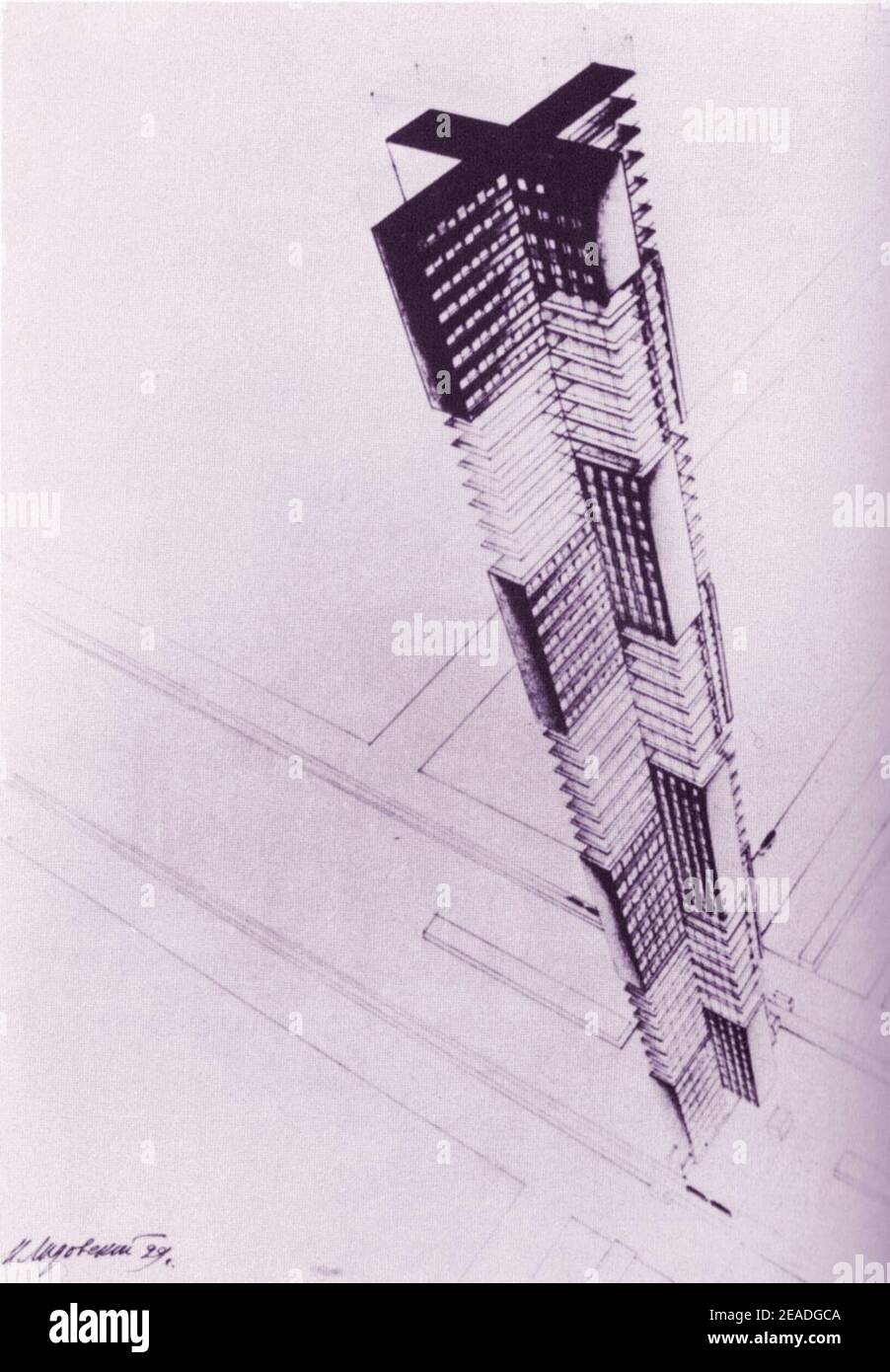 Nikolai Ladovsky 1929 Concorso per un Monumento a Cristoforo Colombo, Santo Domingo. Foto Stock