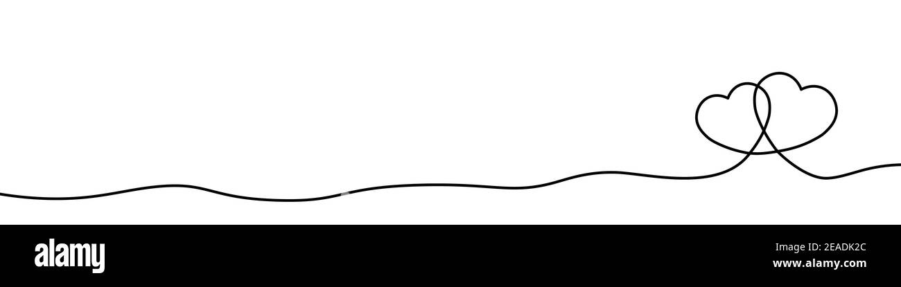 Cuori calligrafici. Ornamento a linea sottile singolo disegnato a mano. Semplice illustrazione vettoriale piatta. Illustrazione Vettoriale