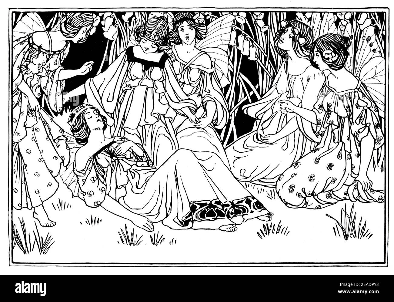 Midsummer Night’s Dream Helena addormentato illustrazione di John Thirtle di Ewell, Surrey, nel volume 1898 13 dello Studio An Illustrated Magazine of fine A. Foto Stock