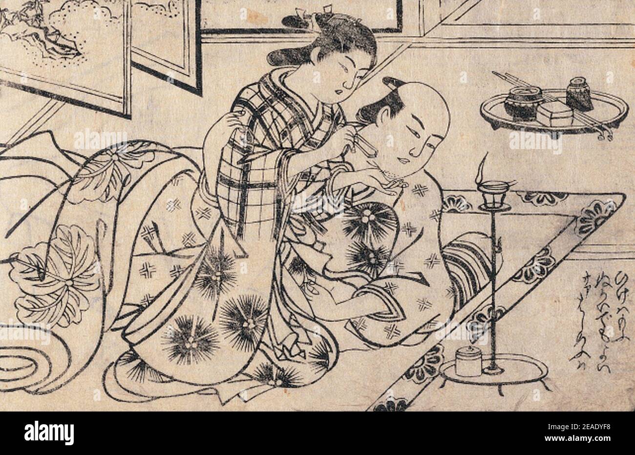 Nishikawa Sukenobu - Furyo Iro Kaiawase. Foto Stock