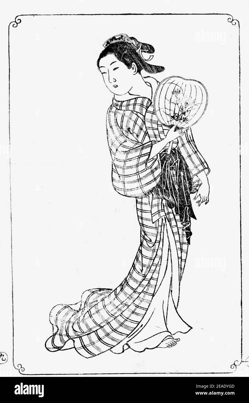 Nishikawa Sukenobu, 1739, Ehon Asakayama, 19 gris. Foto Stock