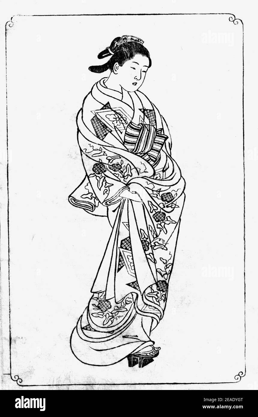 Nishikawa Sukenobu, 1739, Ehon Asakayama, 22 gris. Foto Stock