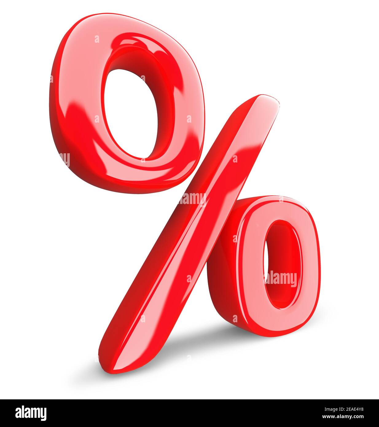 simbolo percentuale rosso su sfondo bianco, rendering 3d. Foto Stock