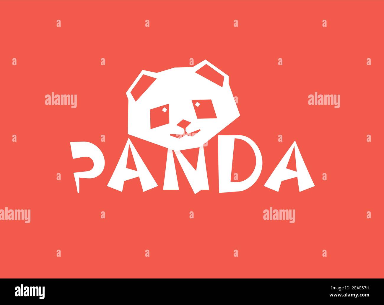 Logo Panda. Silhouette con testa in orso cinese, stile geometrico. Illustrazione vettoriale isolata. Illustrazione Vettoriale