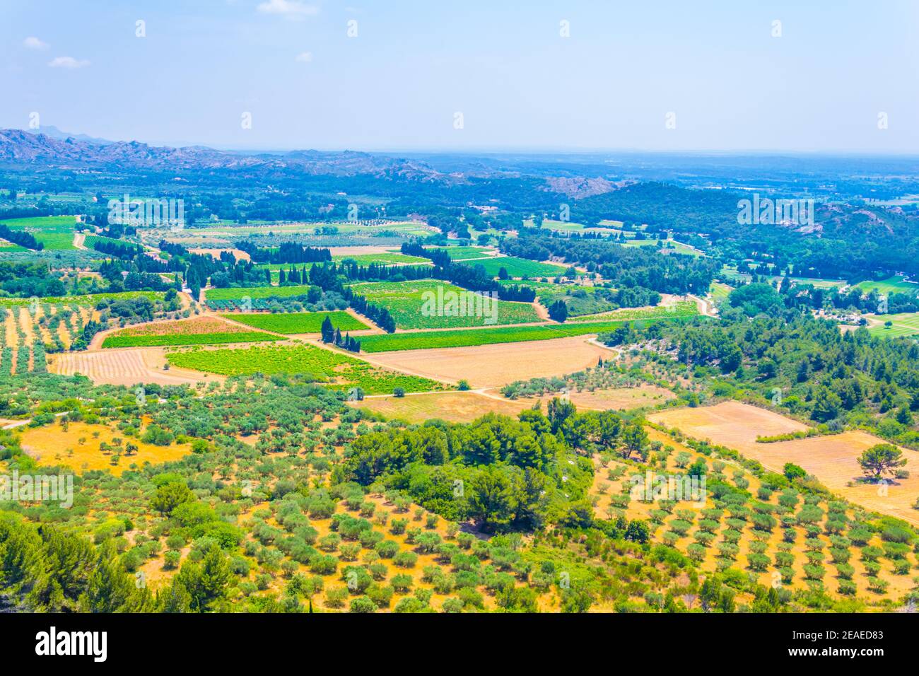 Campagna del massiccio delle alpilles in Francia Foto Stock