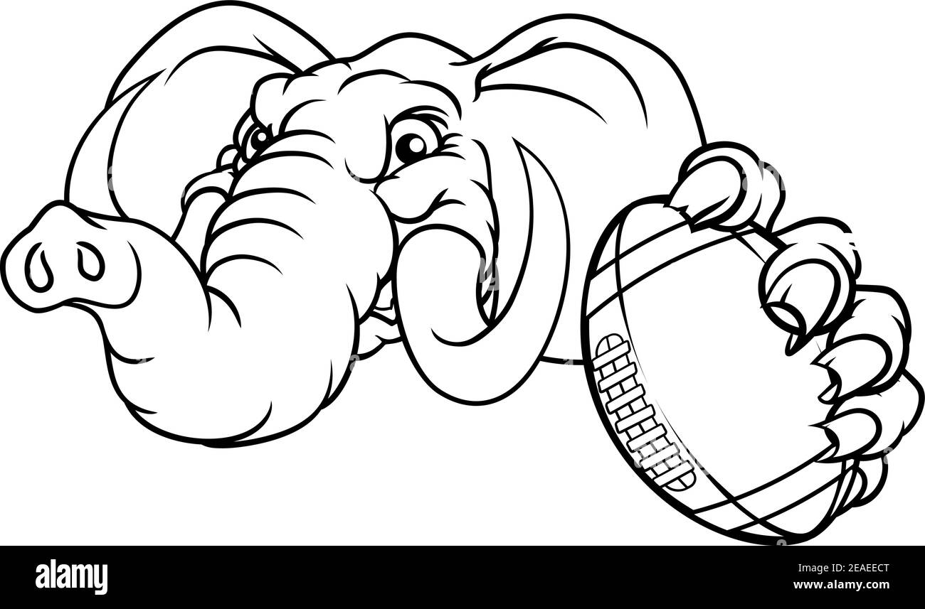 Elephant Football Americano Sport a sfera mascotte Illustrazione Vettoriale