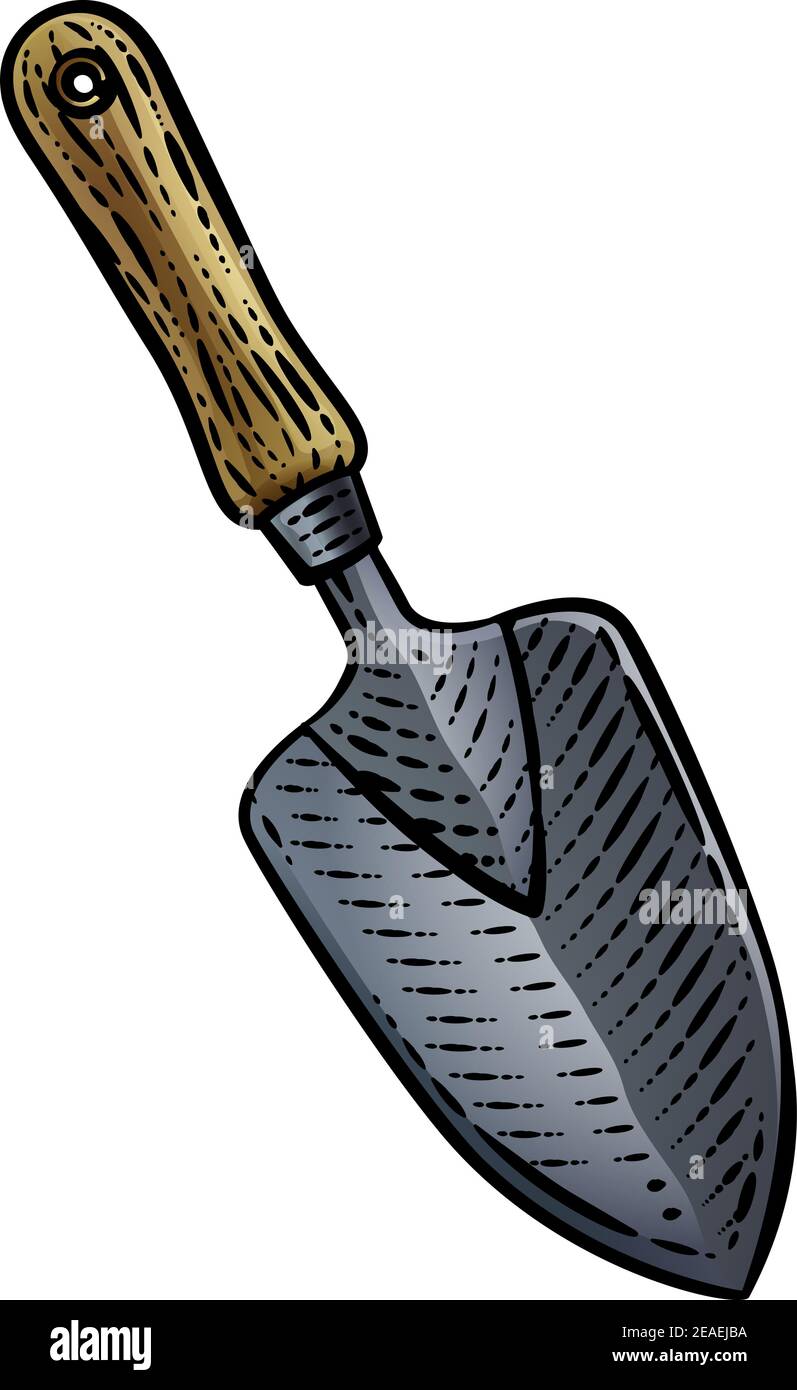 Cazzuola da giardino Spade Giardinaggio utensile vintage Woodcut Illustrazione Vettoriale