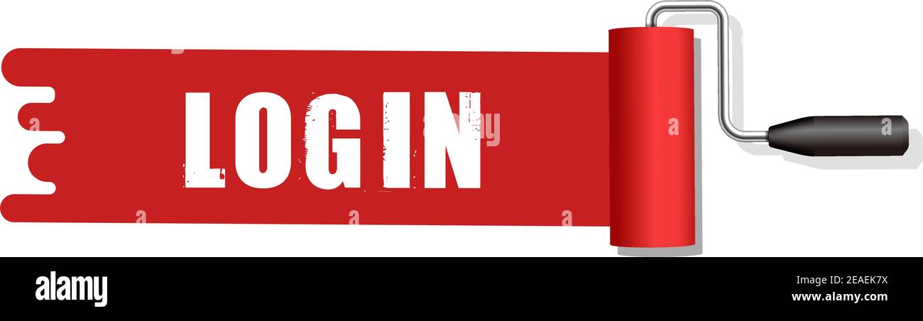 Pittura a rullo, pennello con testo (accesso) illustrazione vettoriale (rosso) Illustrazione Vettoriale