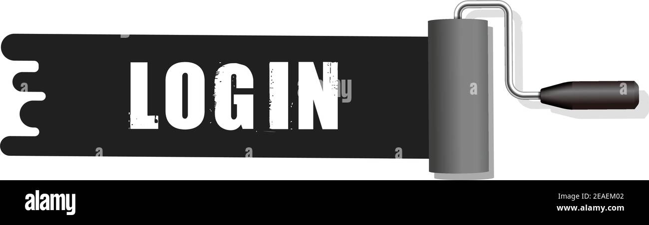 Pittore a rullo, pennello con testo (Accedi) illustrazione vettoriale (nero) Illustrazione Vettoriale